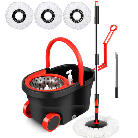 EverFix SpinMop Pro 360 – Spin Mop & Bucket Set with 4 Microfiber Heads