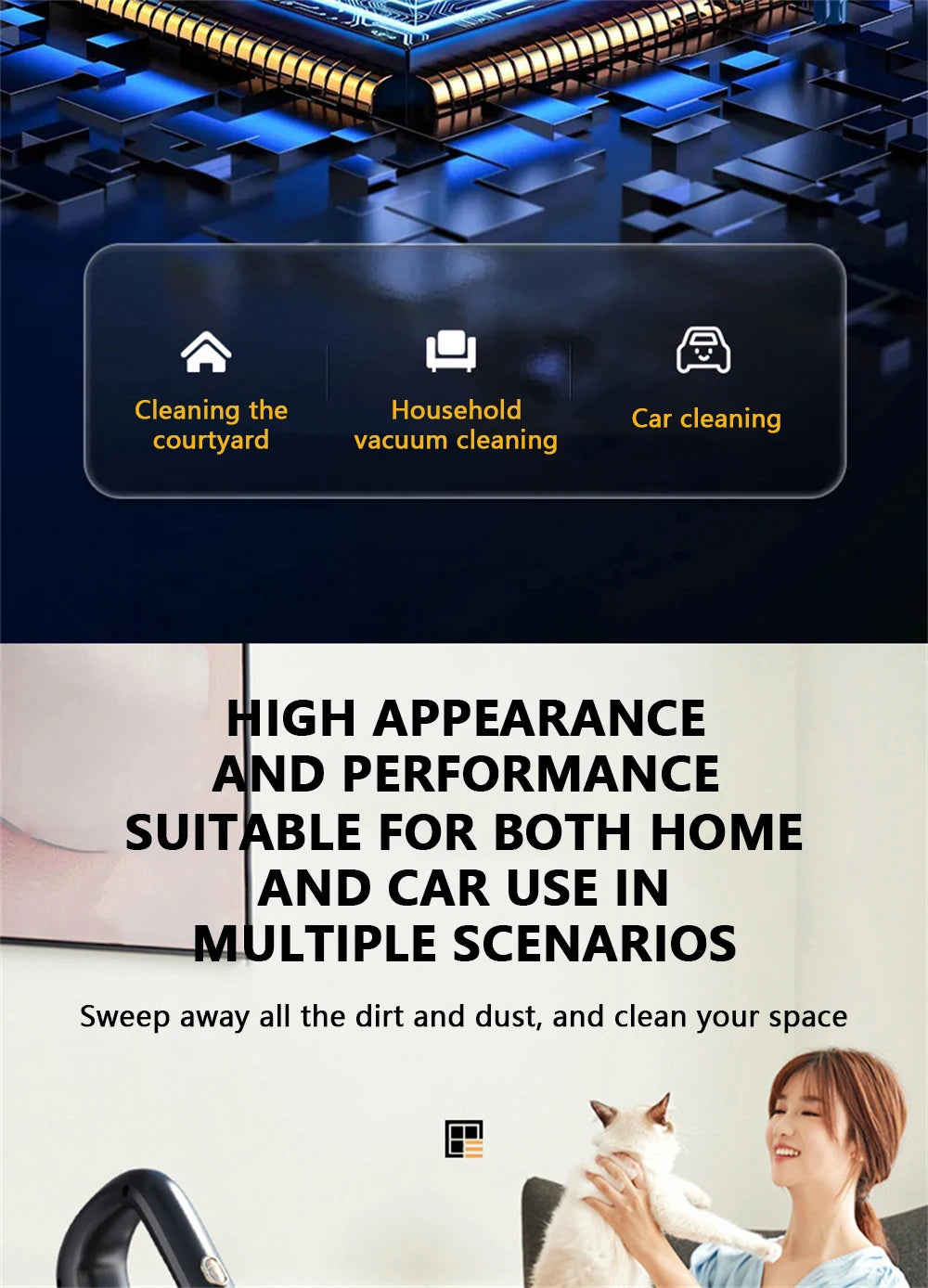 EverFix TurboVac Mini – Cordless Handheld Vacuum for Car & Home