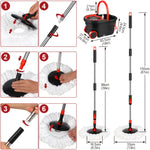 EverFix SpinMop Pro 360 – Spin Mop & Bucket Set with 4 Microfiber Heads